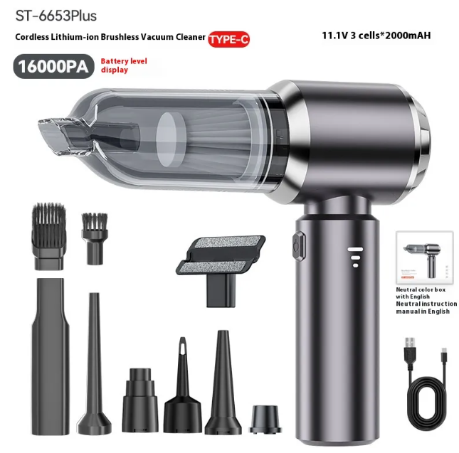 TurboVac™ Cordless 3-in-1 Car Vacuum Cleaner (16,000Pa)